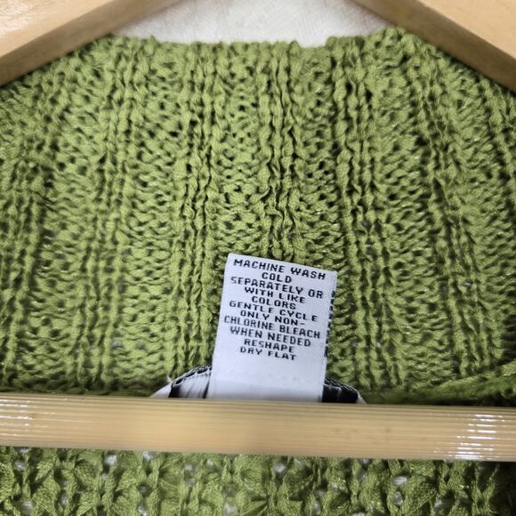 VTG Carole Little Cardigan Sweater sz XL* Green Half Sleeve 1 Button Front - Picture 11 of 14